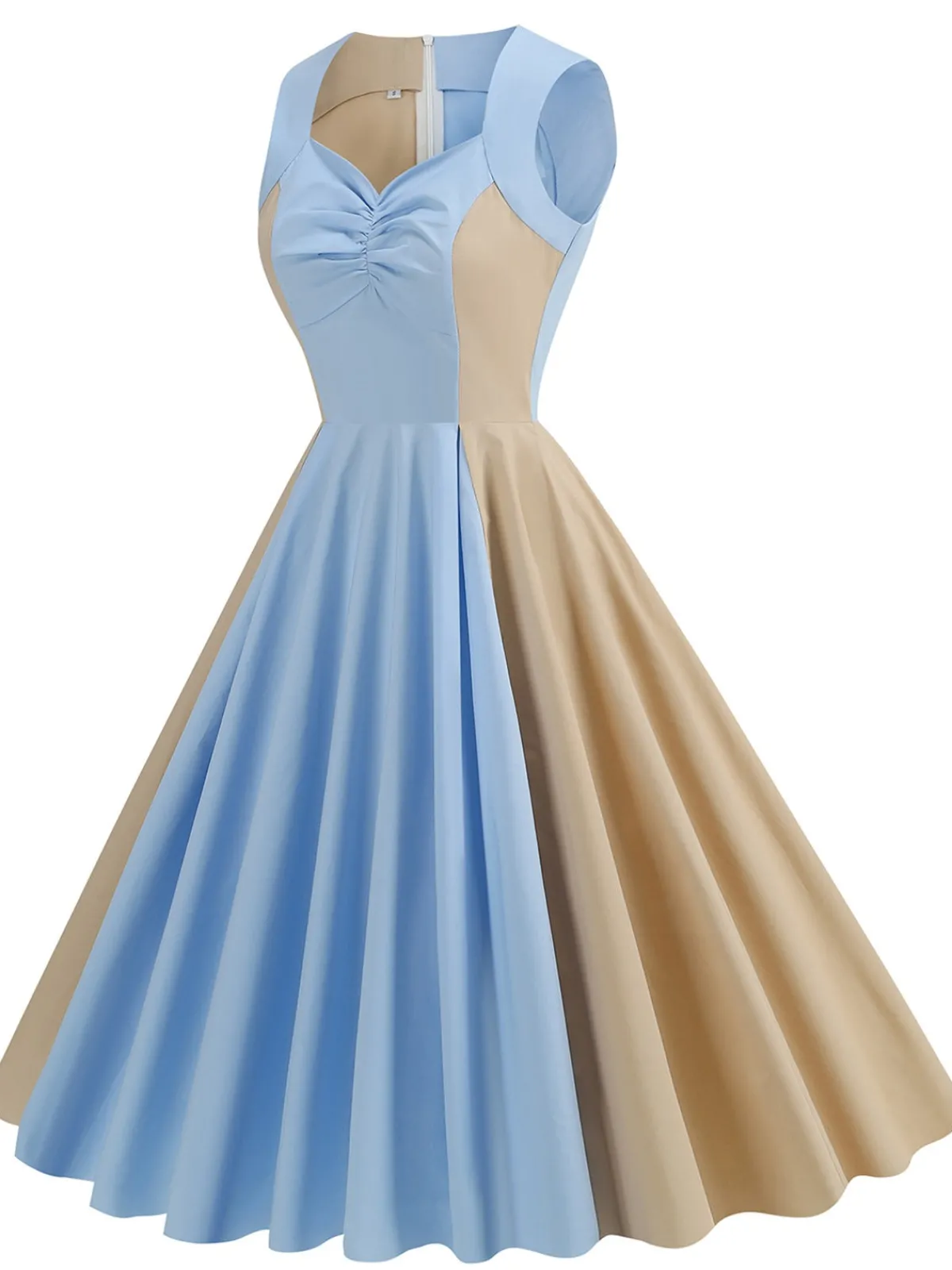 Hot Retro Stage 1950s Solid Sweetheart Neck Patchwork Dress