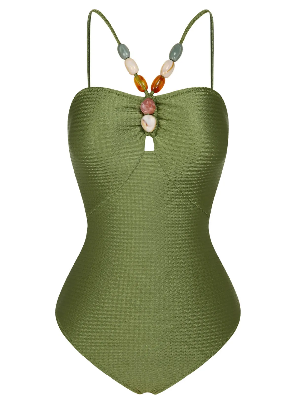 Outlet Retro Stage 1960s Solid Textured Bandeau Halter Swimsuit