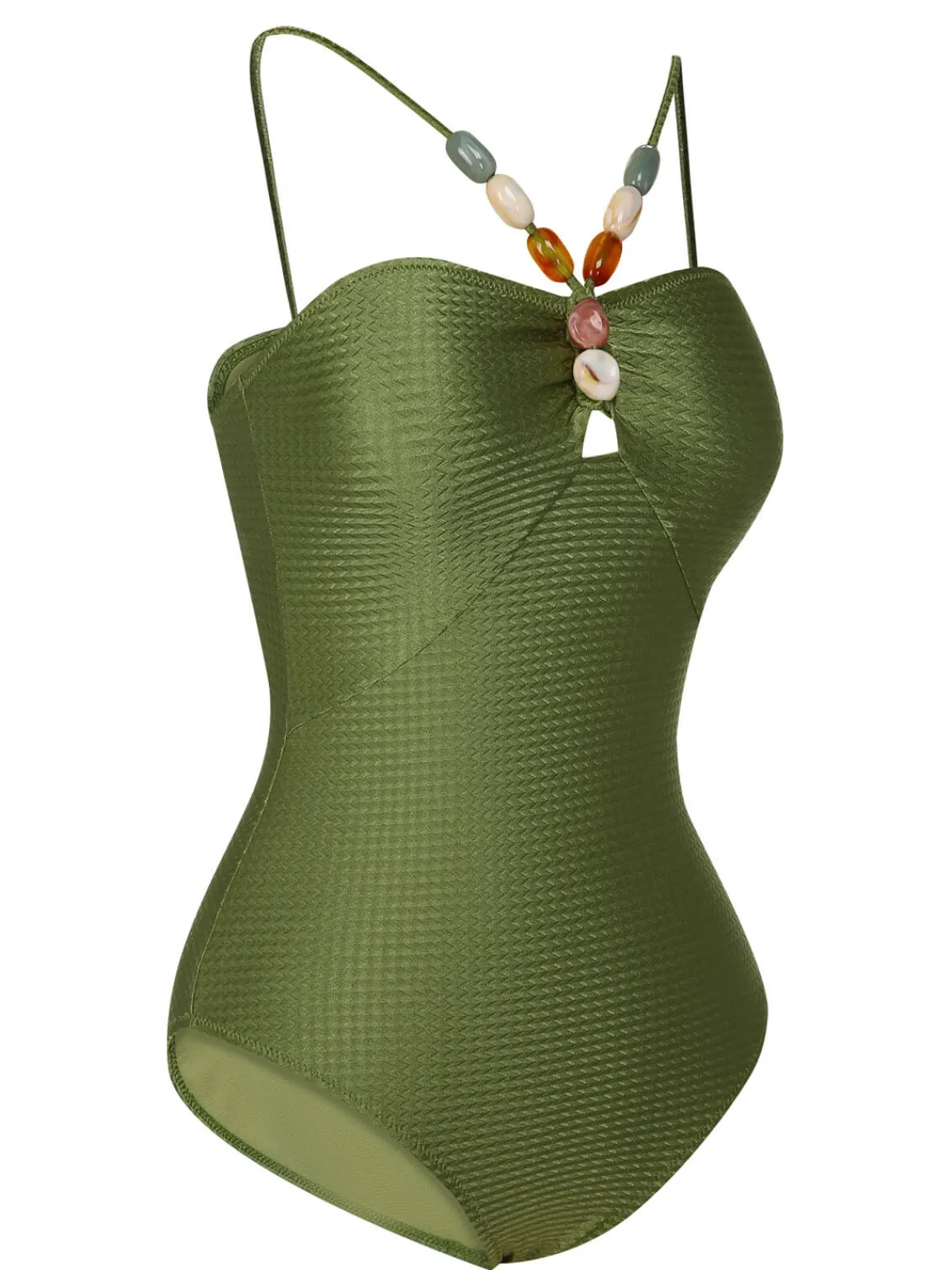 Outlet Retro Stage 1960s Solid Textured Bandeau Halter Swimsuit