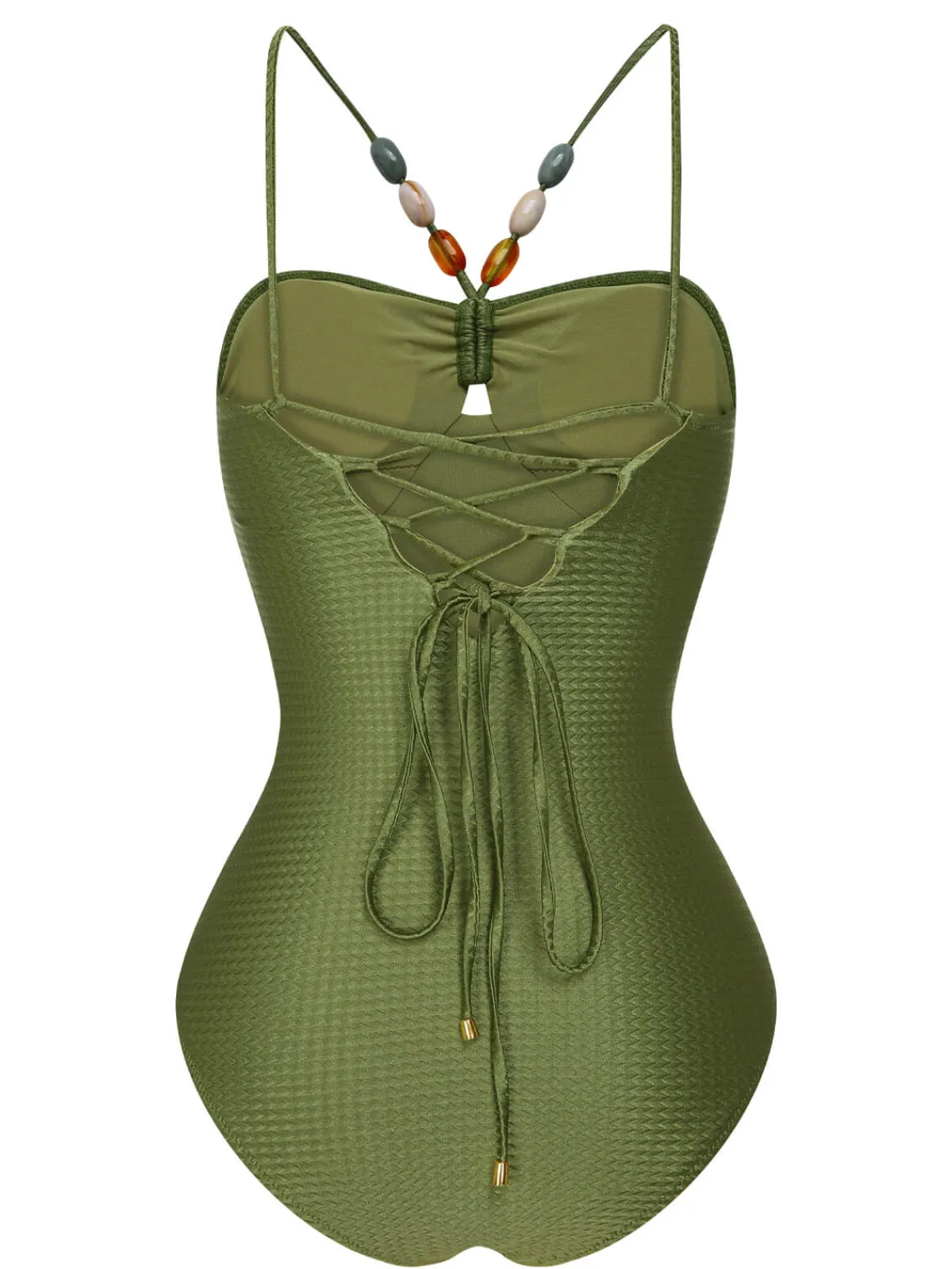 Outlet Retro Stage 1960s Solid Textured Bandeau Halter Swimsuit