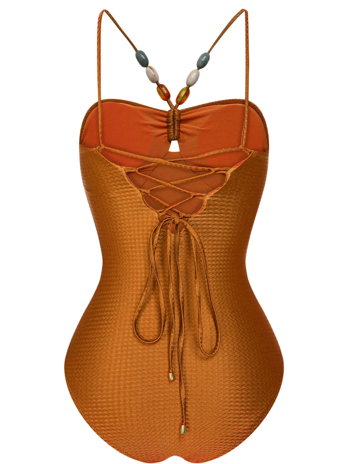 Outlet Retro Stage 1960s Solid Textured Bandeau Halter Swimsuit