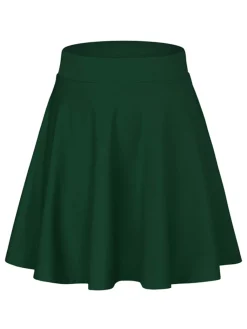 Hot Retro Stage 1940s Solid Thigh-Length A-Line Skirt