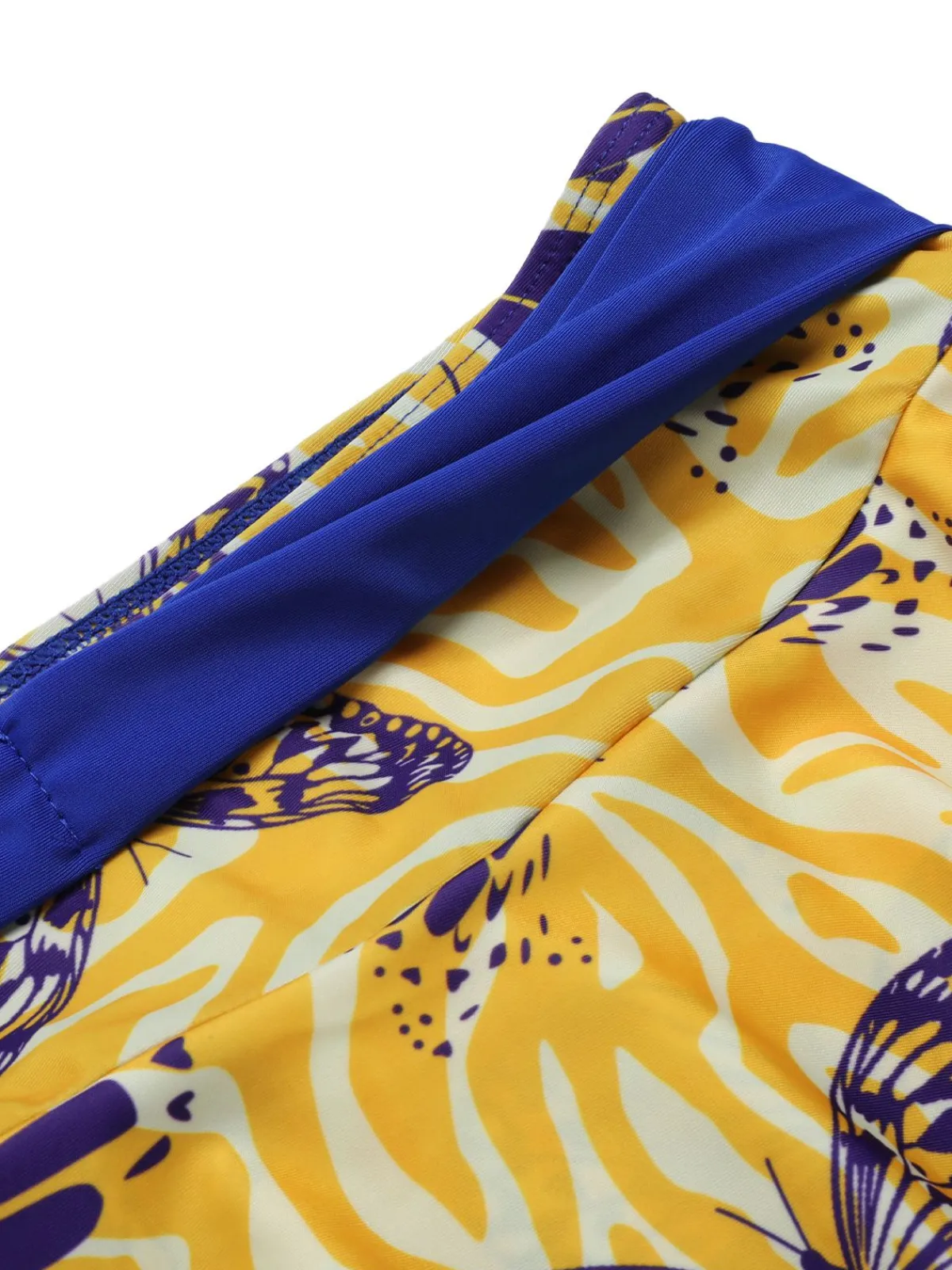 Sale Retro Stage 1950s Solid Top & Double Layer Printing Swimsuit