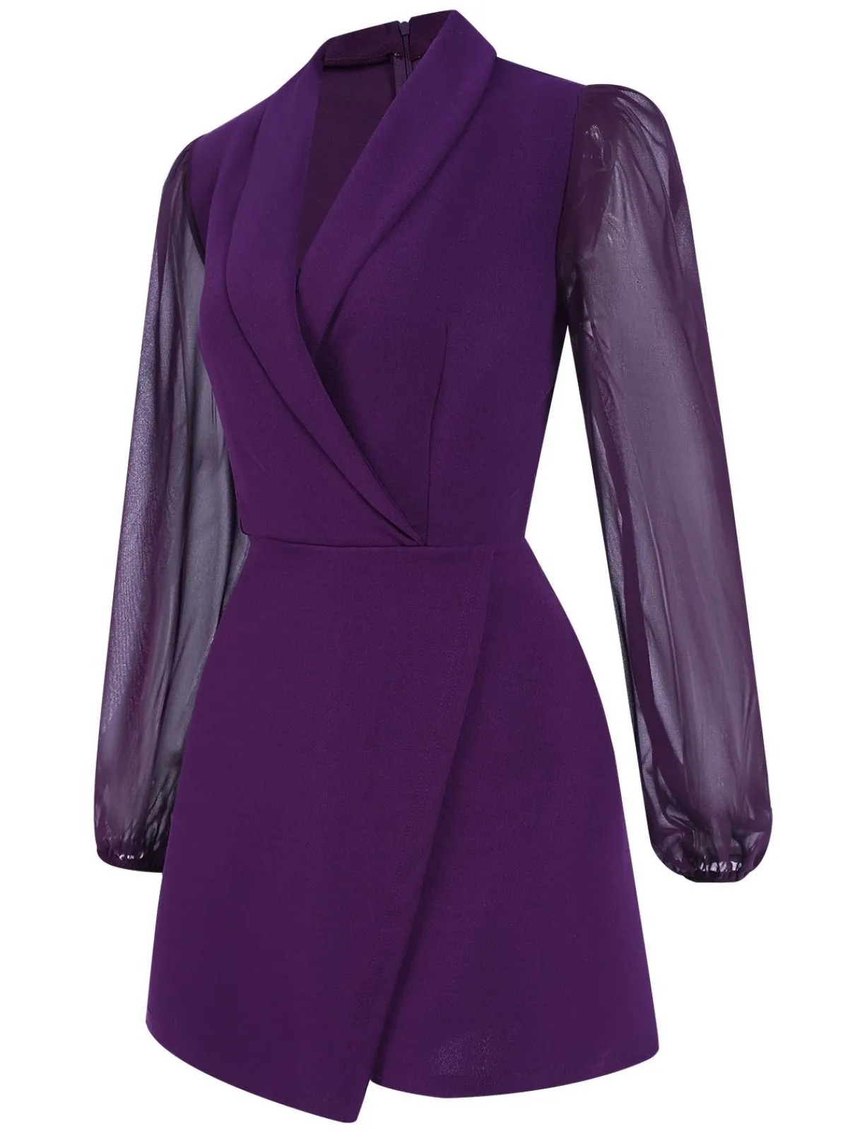 Hot Retro Stage 1950s Solid Translucent Sleeve Patchwork Romper