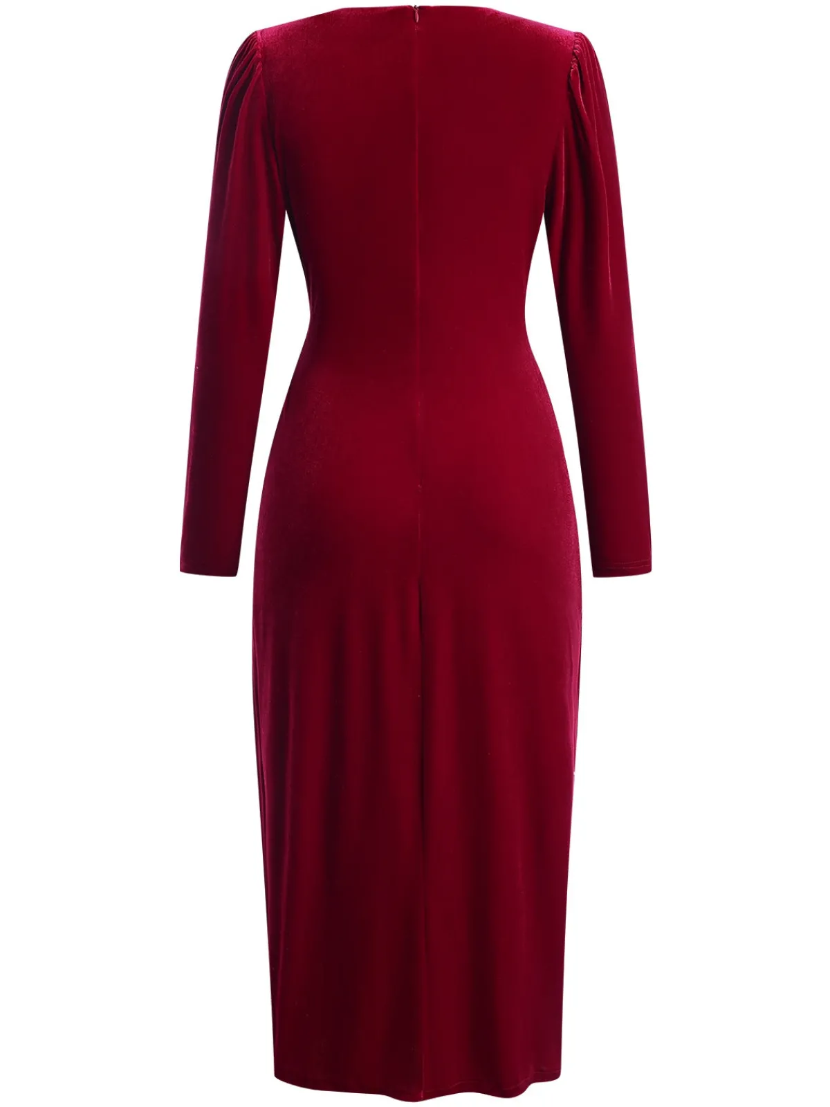 Clearance Retro Stage 1960s Solid Twist V-Neck Velvet Dress