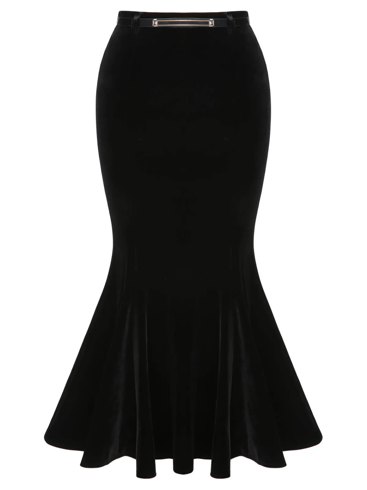 Clearance Retro Stage 1930s Solid Velvet Mermaid Skirt