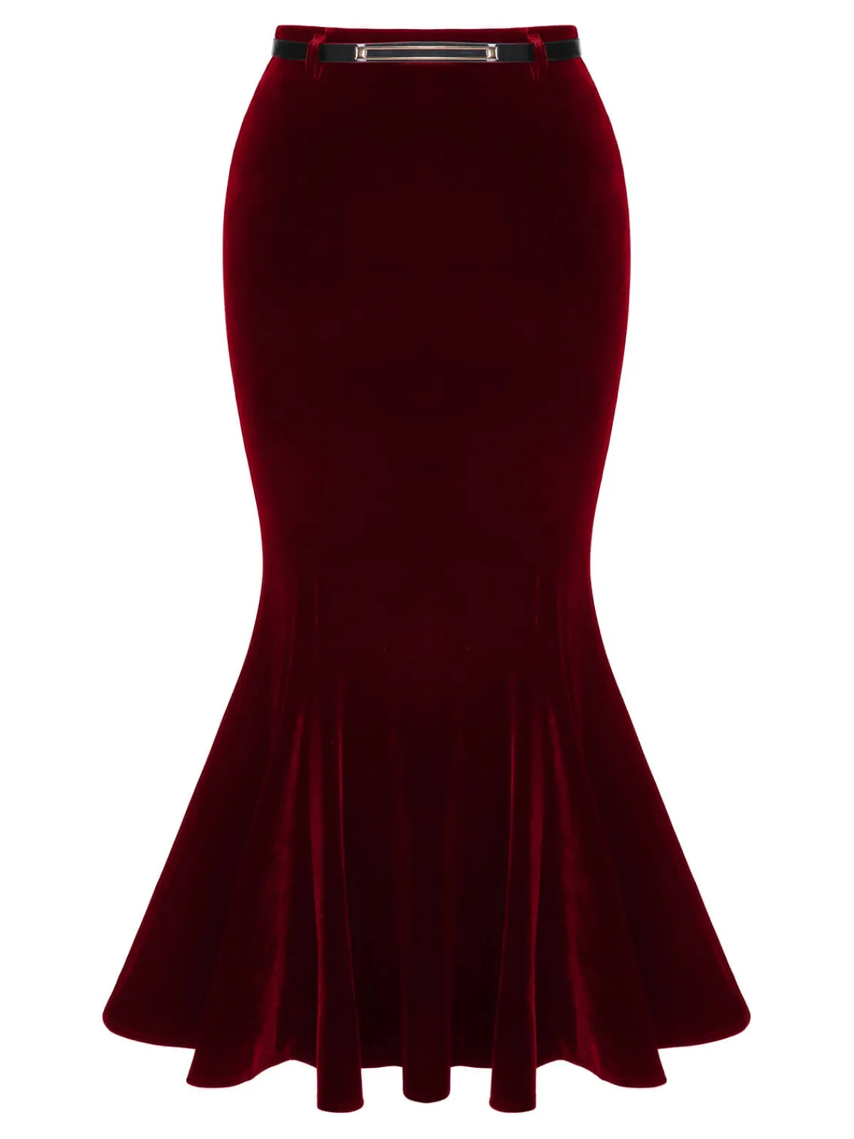 Clearance Retro Stage 1930s Solid Velvet Mermaid Skirt