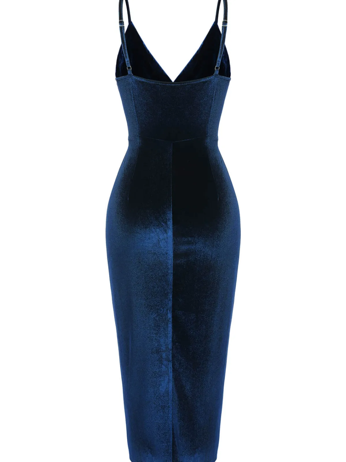 Best Retro Stage 1960s Solid Velvet V-Neck Strap Dress