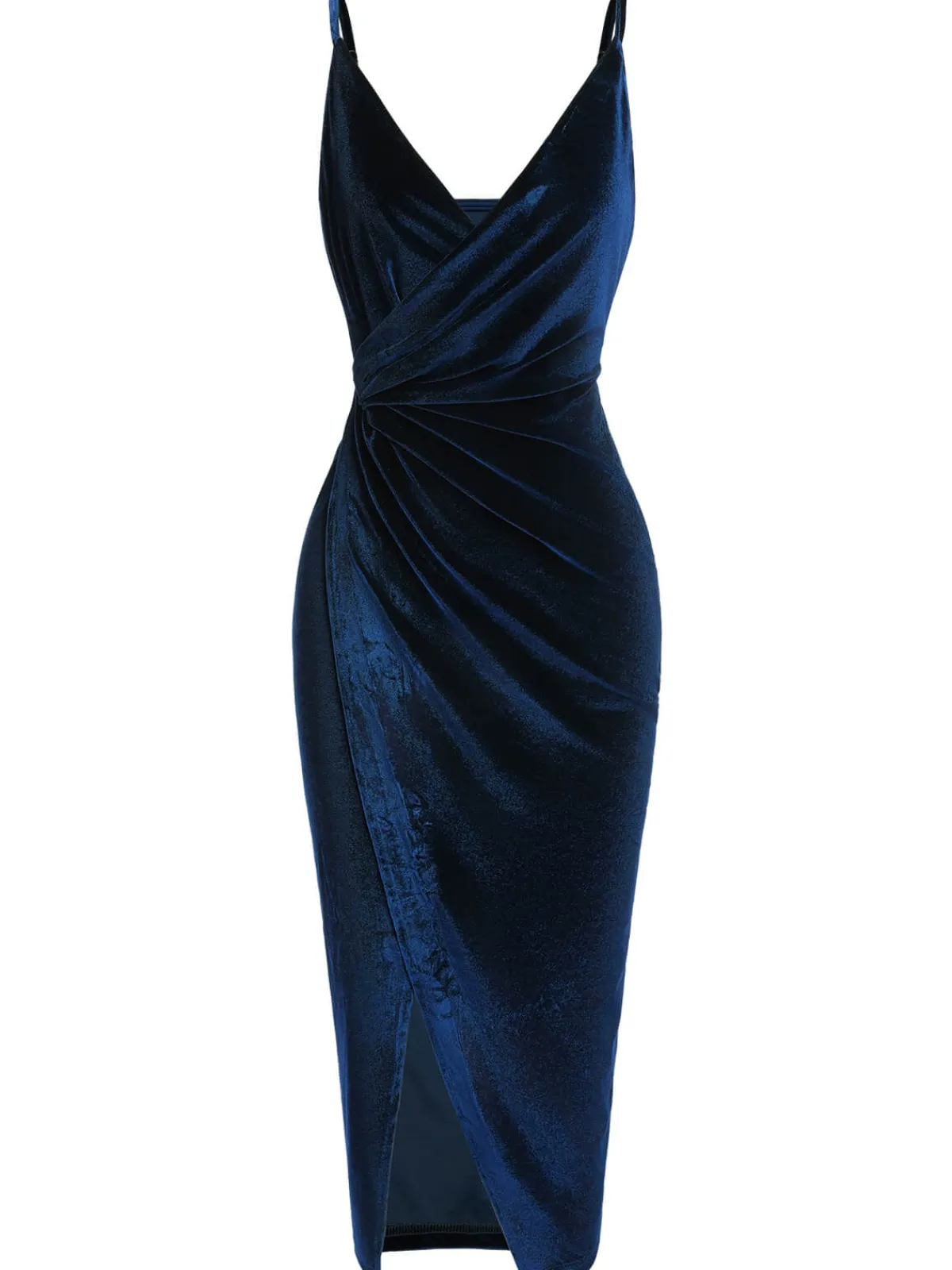 Sale Retro Stage 1960s Solid Velvet V-Neck Strap Dress