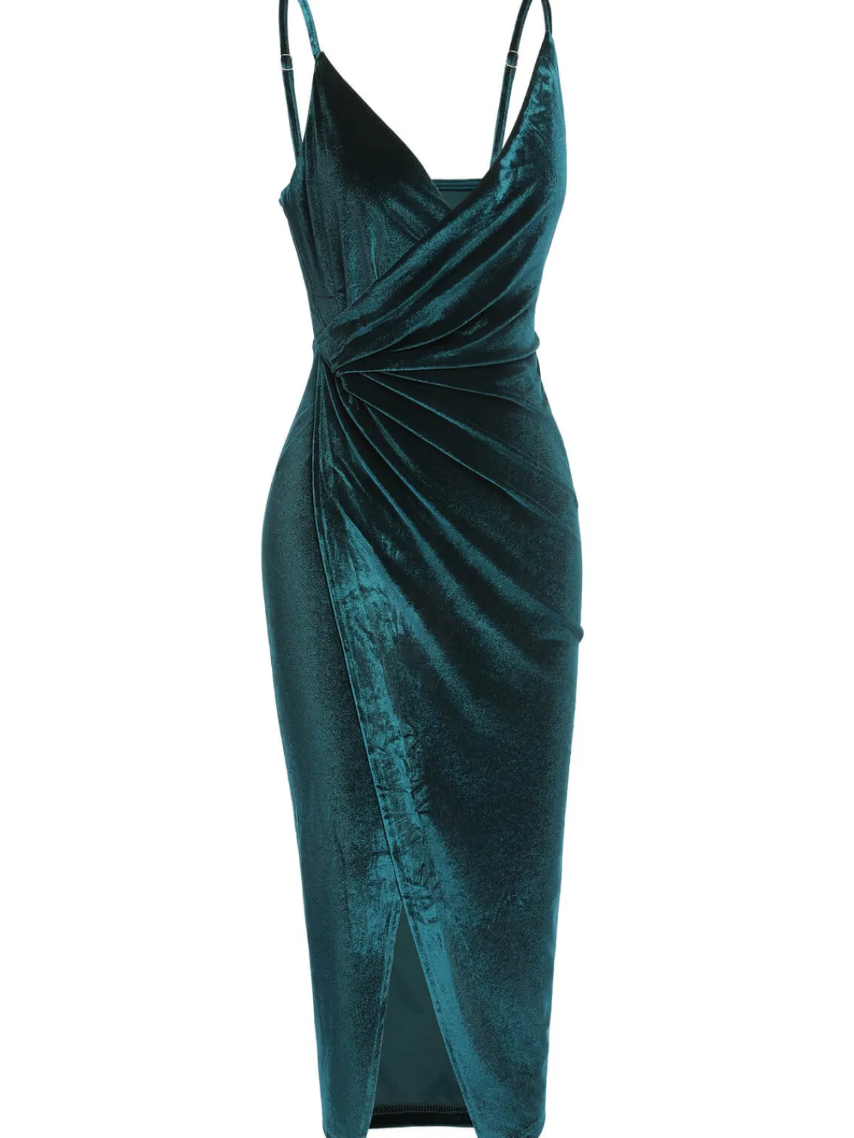 Sale Retro Stage 1960s Solid Velvet V-Neck Strap Dress