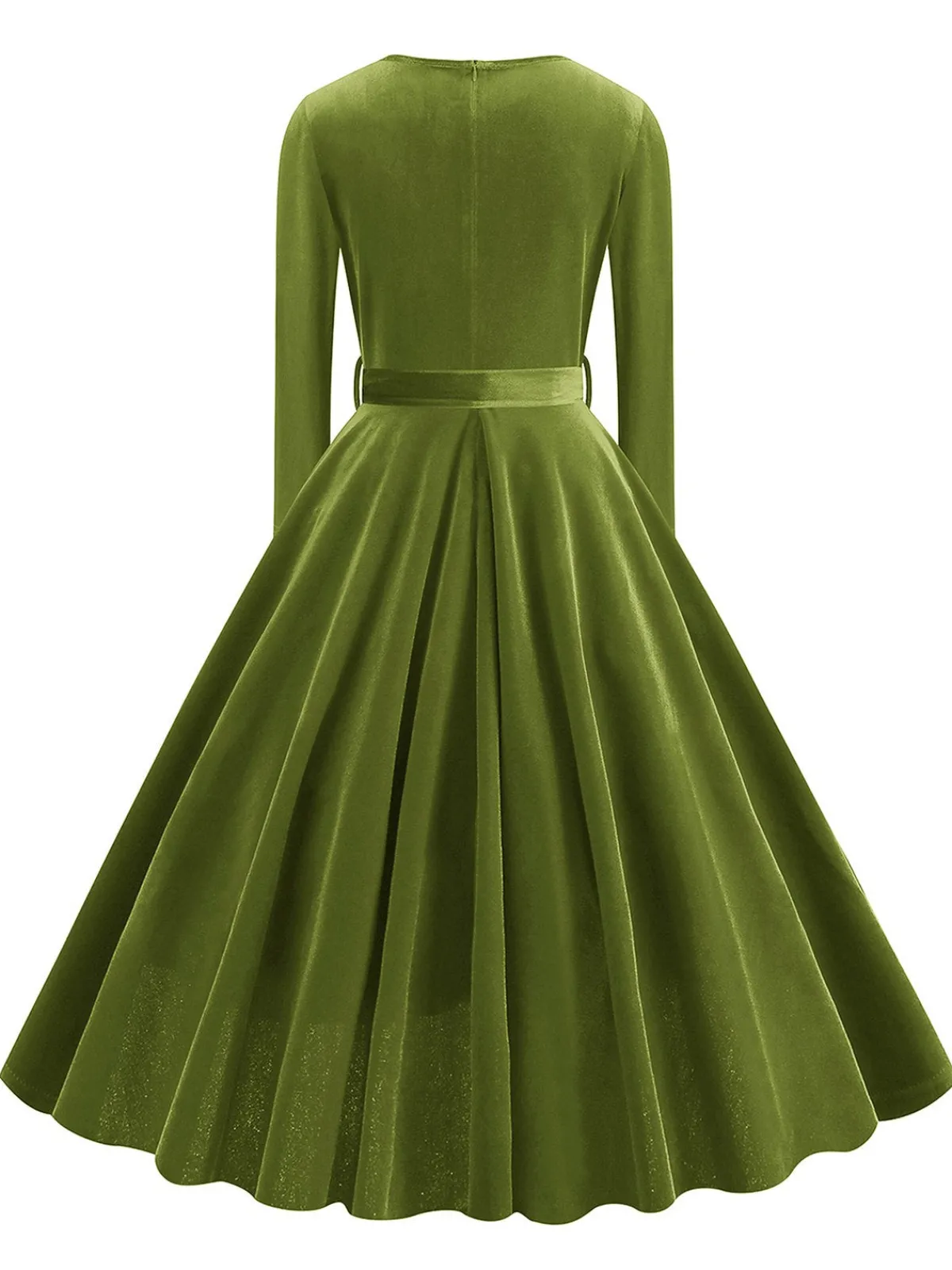 Discount Retro Stage 1950s Solid Velvet V-Neck Swing Dress