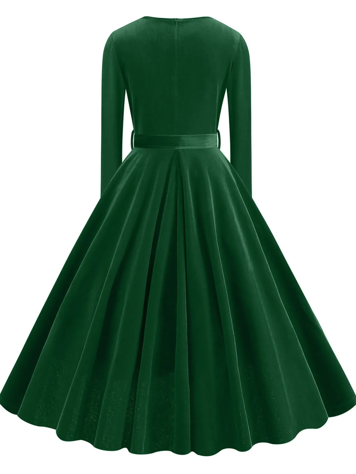 Discount Retro Stage 1950s Solid Velvet V-Neck Swing Dress
