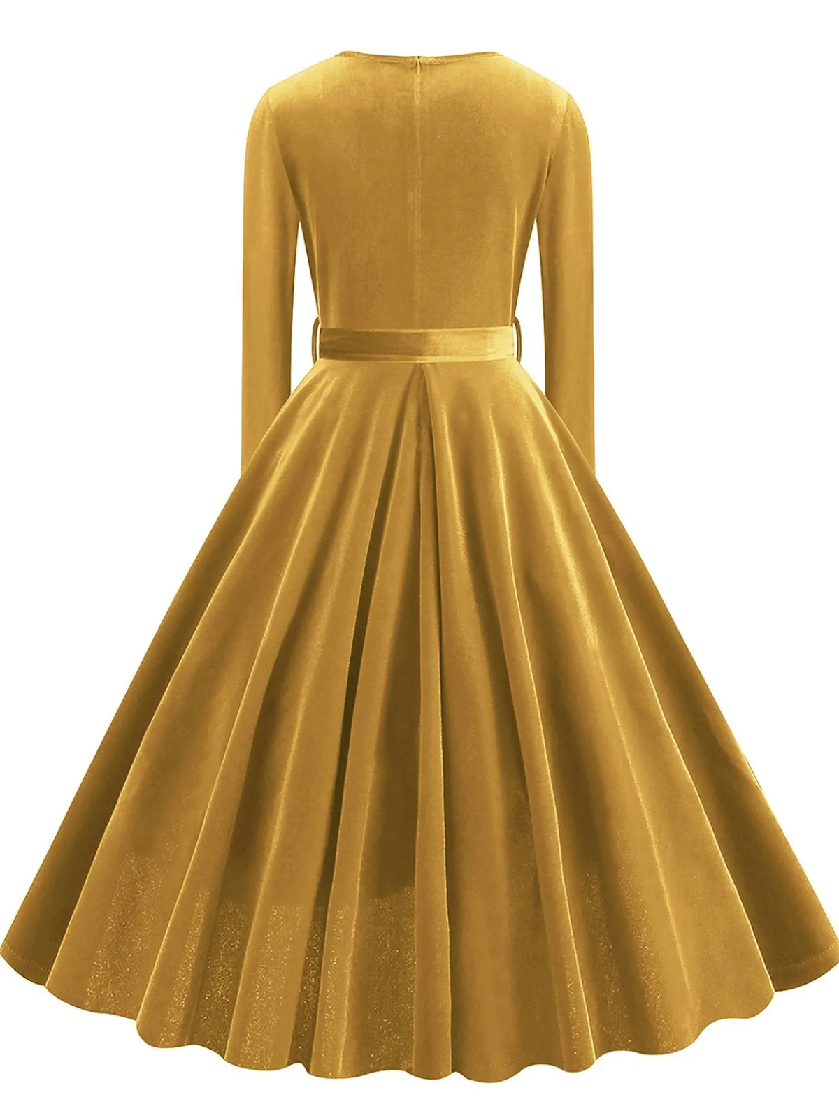 Discount Retro Stage 1950s Solid Velvet V-Neck Swing Dress