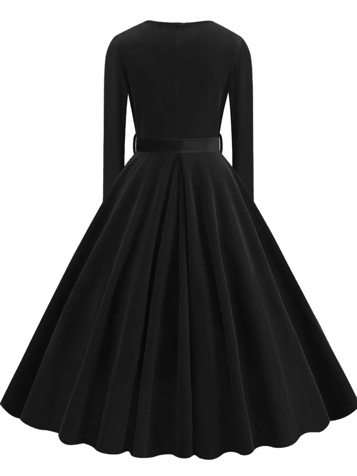 Discount Retro Stage 1950s Solid Velvet V-Neck Swing Dress