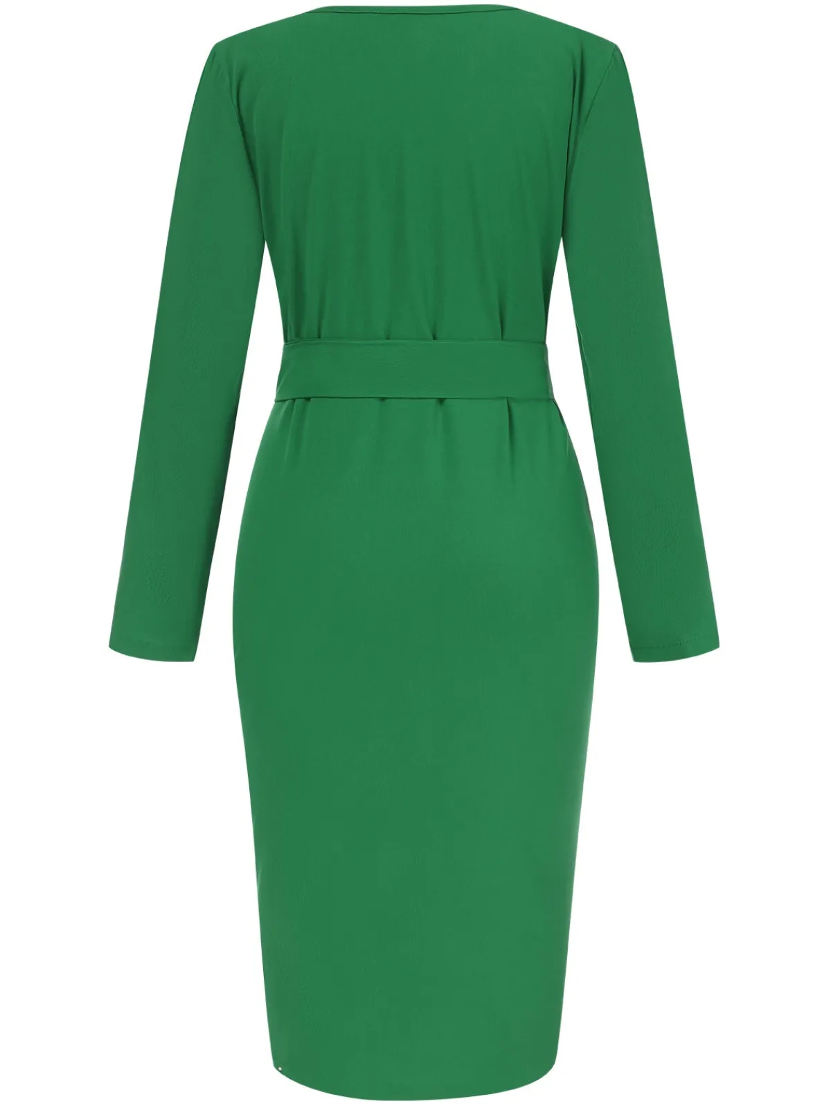 Sale Retro Stage 1960s Solid V-Neck Pleated Button Dress