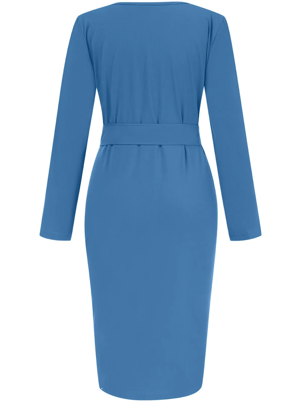 Sale Retro Stage 1960s Solid V-Neck Pleated Button Dress