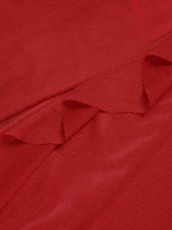 Discount Retro Stage 1930s Solid V-Neck Ruffle Sheer Nightgown