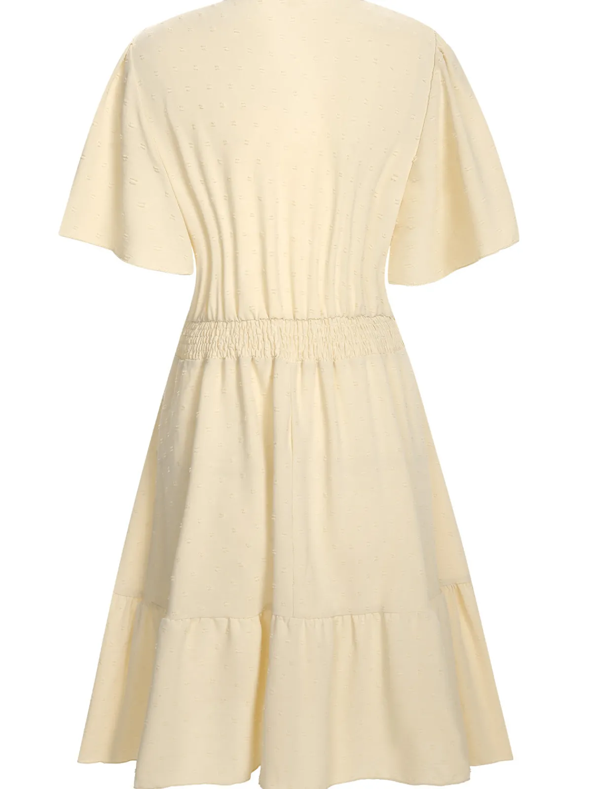 Hot Retro Stage 1970s Solid V-Neck Splicing Lace Flare Dress