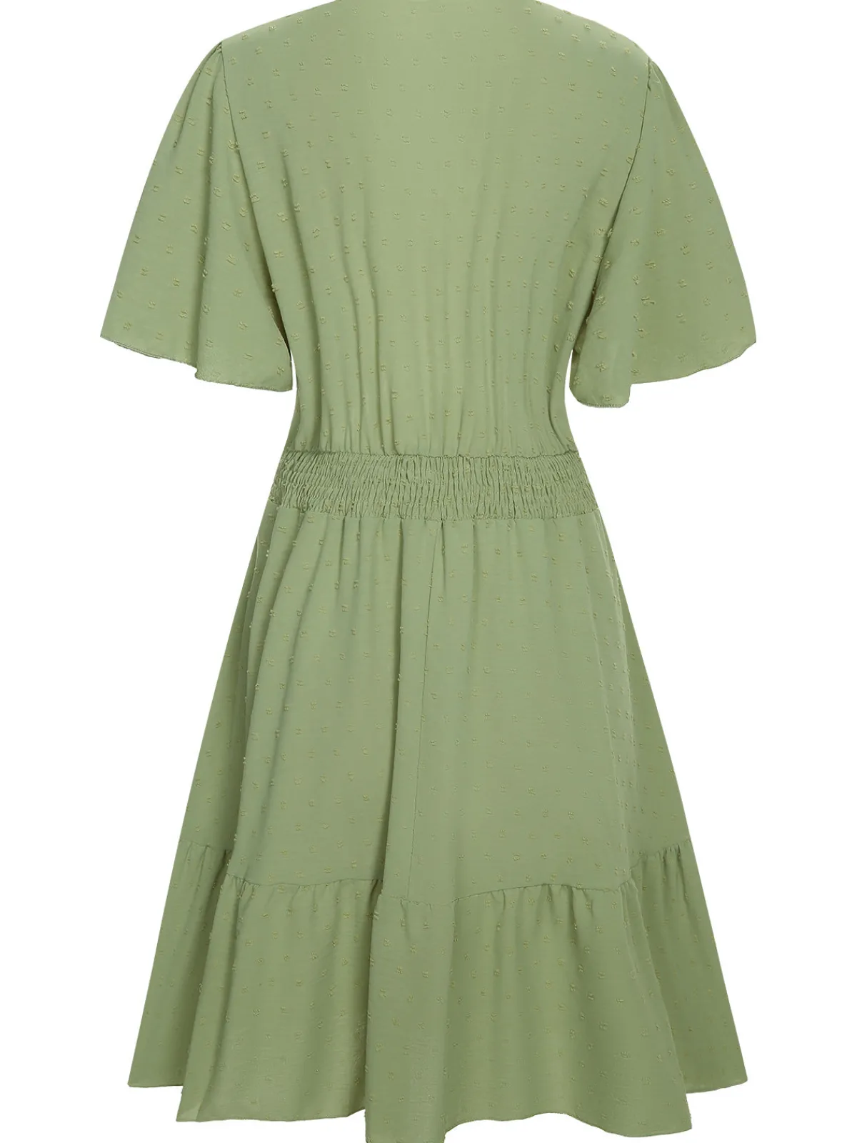 Fashion Retro Stage 1970s Solid V-Neck Splicing Lace Flare Dress