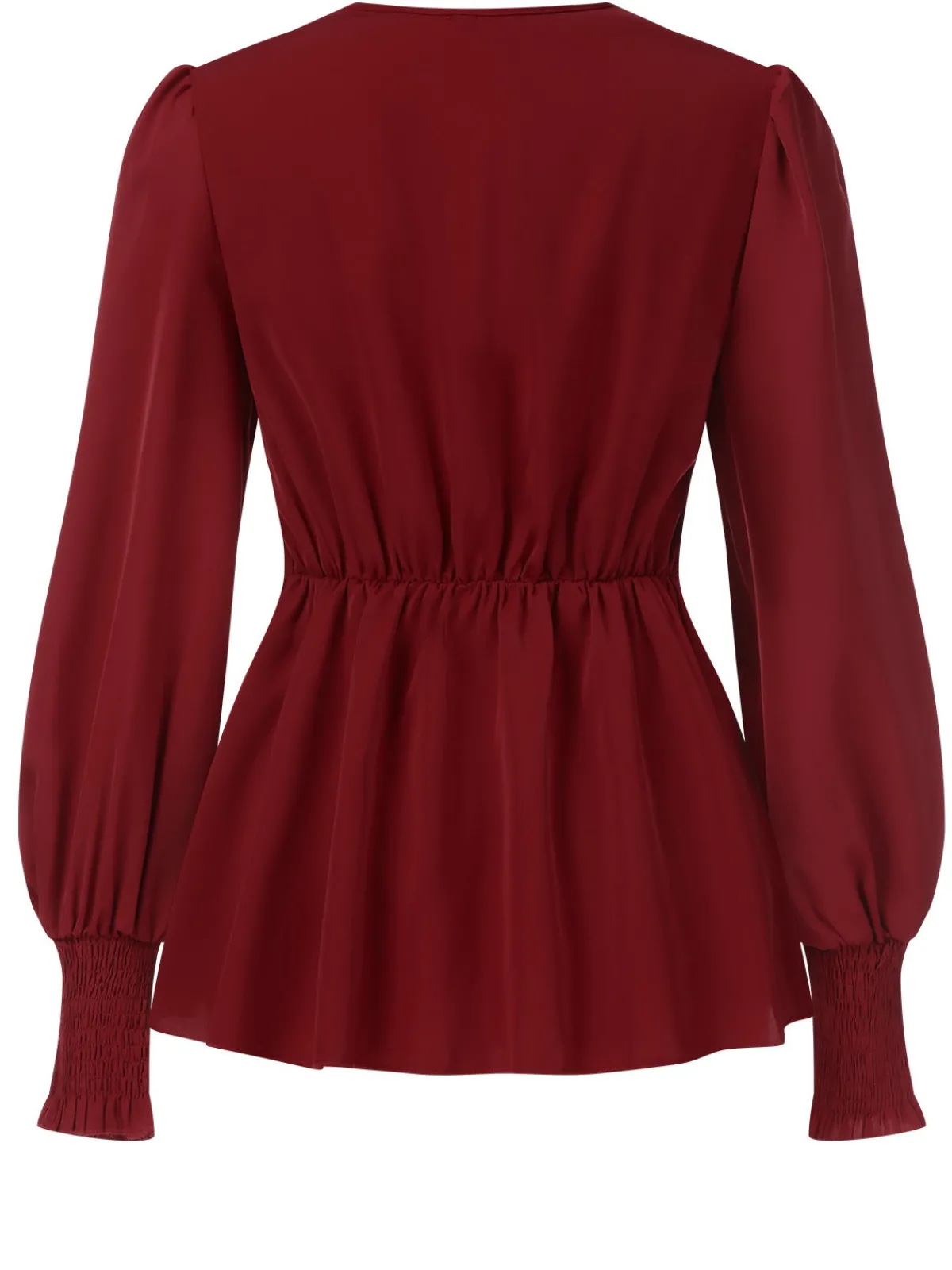 Outlet Retro Stage 1940s Solid V-Neck Waist Tie Blouse