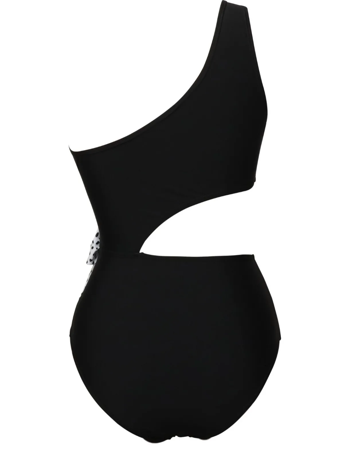 Fashion Retro Stage 1940s Solid Waist Hollow Dots Bow Patchwork Swimsuit