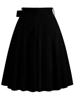 Sale Retro Stage 1950s Solid Waist Tie Swing Skirt