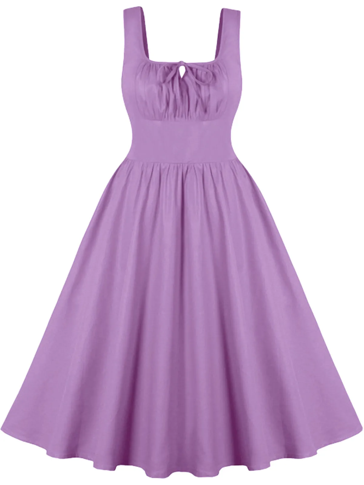 Online Retro Stage 1950s Solid Wide Strap Dress