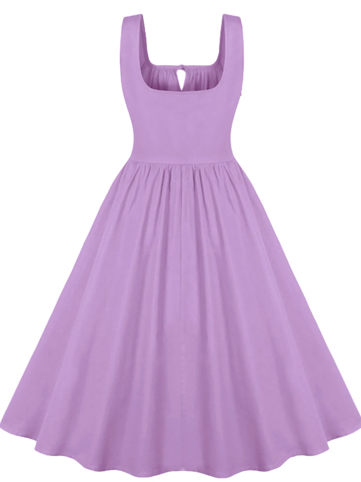 Online Retro Stage 1950s Solid Wide Strap Dress
