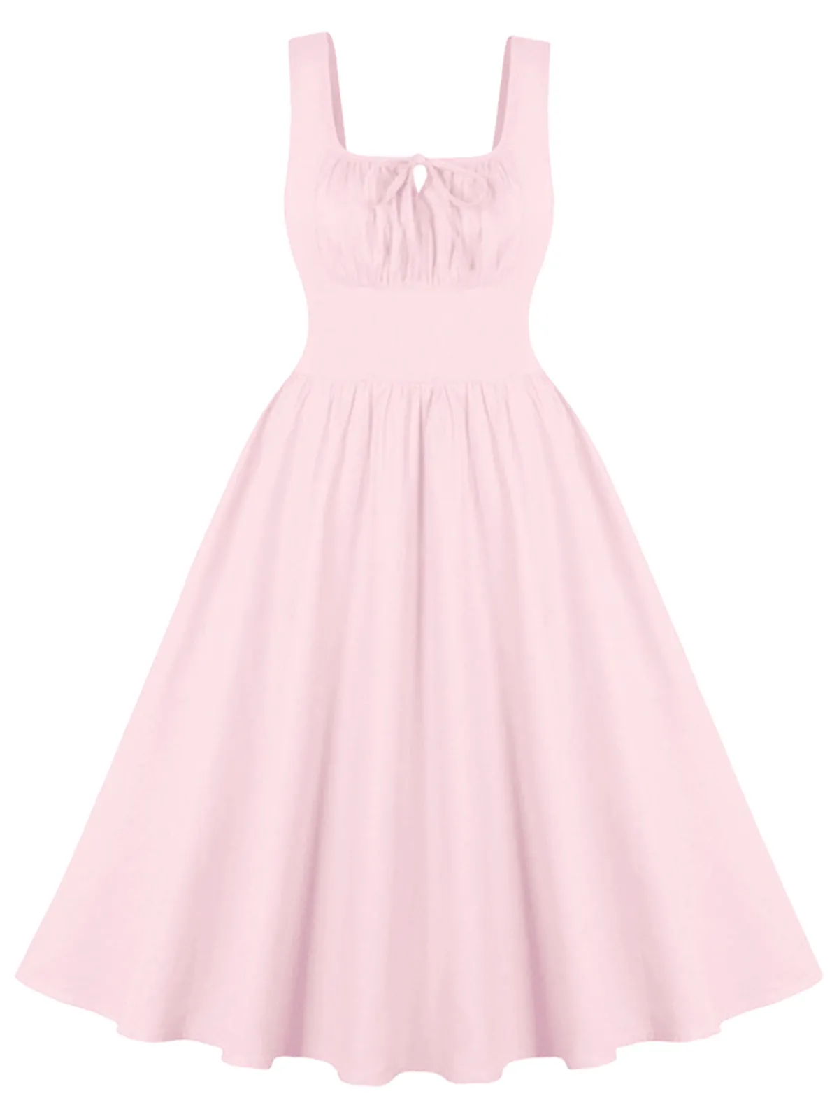 Online Retro Stage 1950s Solid Wide Strap Dress