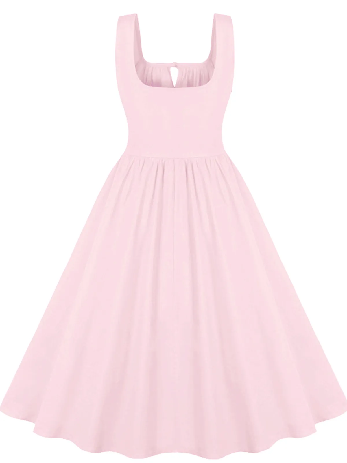 Online Retro Stage 1950s Solid Wide Strap Dress