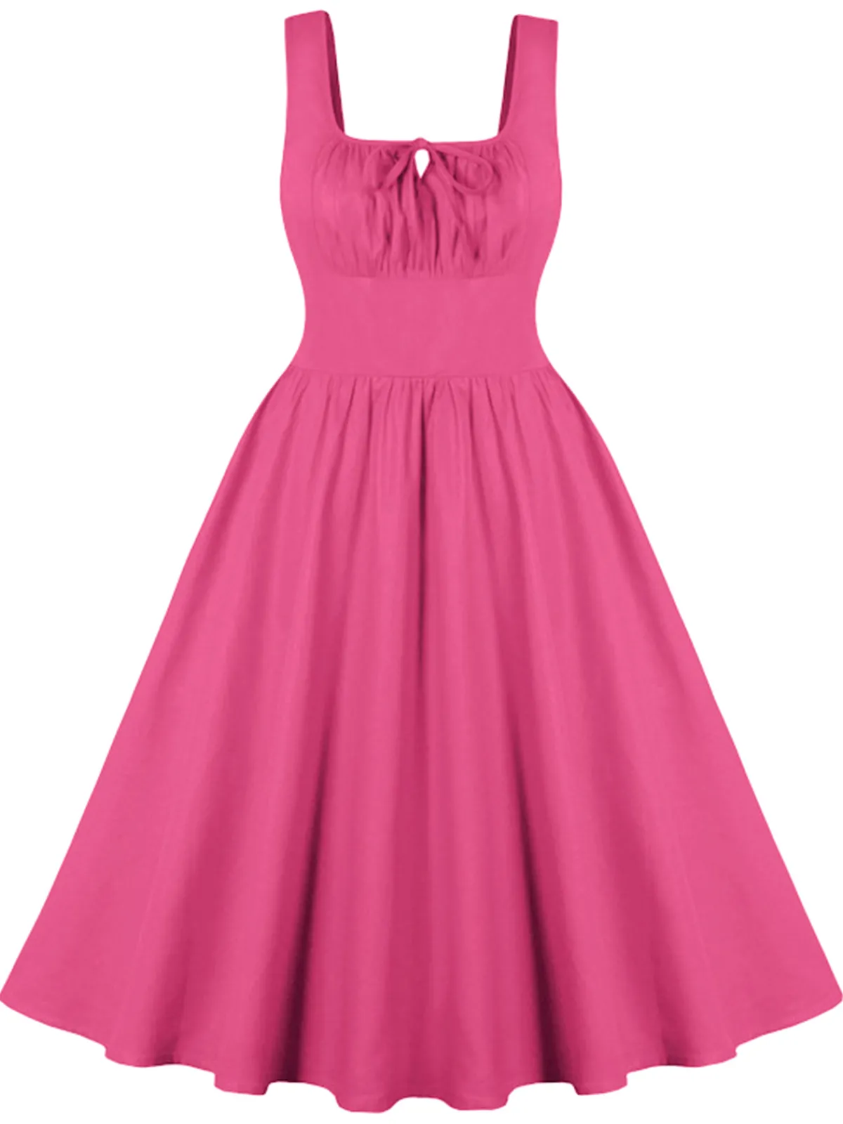 Online Retro Stage 1950s Solid Wide Strap Dress