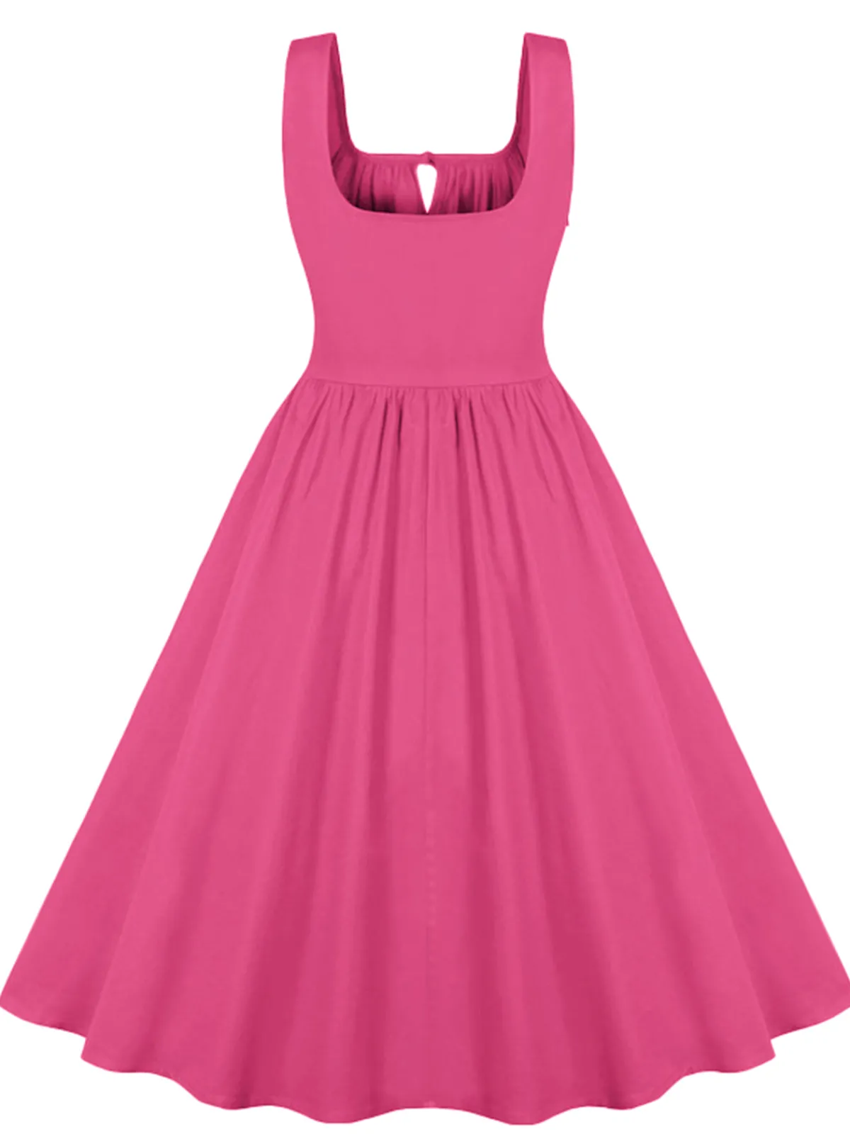 Online Retro Stage 1950s Solid Wide Strap Dress
