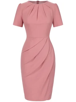Clearance Retro Stage 1960s Solid Wrinkle Puff Tulip Hem Dress