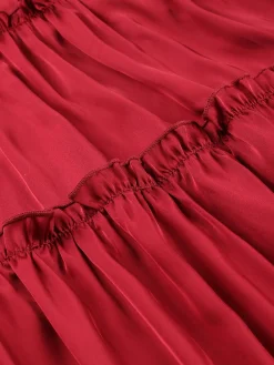 New Retro Stage 1950s Solid Wrinkle Spaghetti Straps Nightgown
