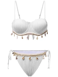 Fashion Retro Stage 1950s Spaghetti Strap Beach Seashell Starfish Bikini