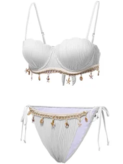 Fashion Retro Stage 1950s Spaghetti Strap Beach Seashell Starfish Bikini