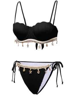 Fashion Retro Stage 1950s Spaghetti Strap Beach Seashell Starfish Bikini