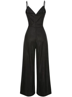 Fashion Retro Stage 1950s Spaghetti Strap Deep V-Neck Jumpsuit