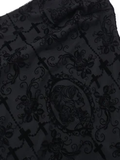 Outlet Retro Stage 1970s Spaghetti Strap Gothic Lace Maxi Dress Black