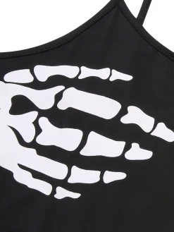 Best Retro Stage 1960s Spaghetti Strap Halloween Skeleton Ghost Pajamas