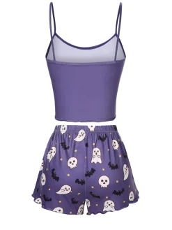 Best Retro Stage 1960s Spaghetti Strap Halloween Skeleton Ghost Pajamas