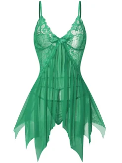 Sale Retro Stage 1950s Spaghetti Strap Lace Mesh Nightgown
