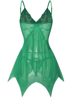 Sale Retro Stage 1950s Spaghetti Strap Lace Mesh Nightgown