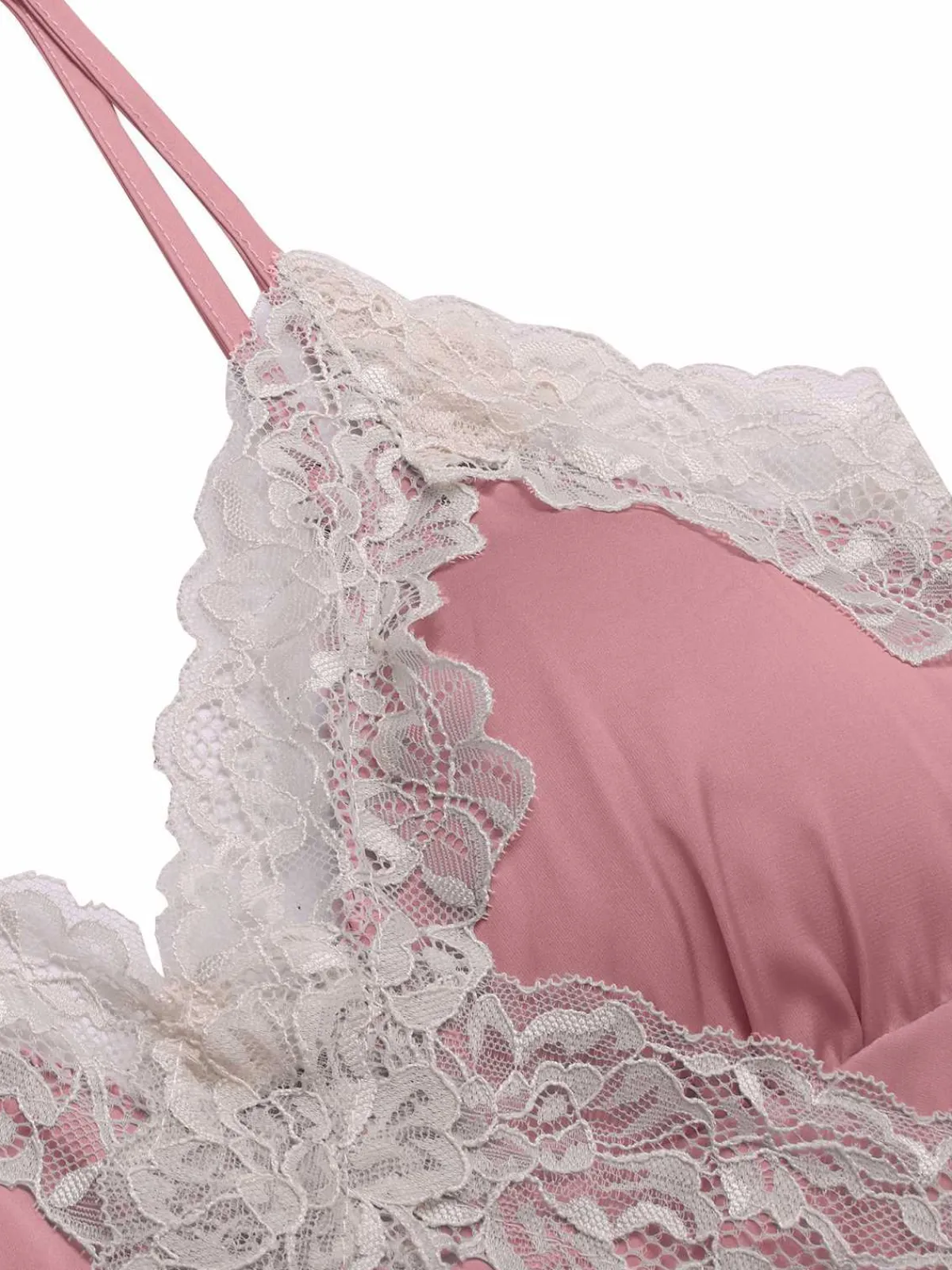 Fashion Retro Stage 1970s Spaghetti Strap Lace Patchwork Nightgown