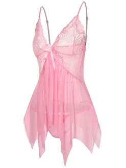 New Retro Stage 1970s Spaghetti Strap Lace Sheer Sleepwear