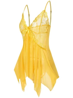 New Retro Stage 1970s Spaghetti Strap Lace Sheer Sleepwear