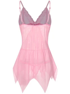 New Retro Stage 1970s Spaghetti Strap Lace Sheer Sleepwear