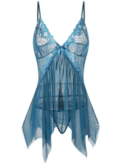 Online Retro Stage 1970s Spaghetti Strap Lace Sheer Sleepwear