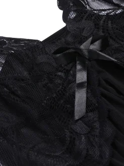 Online Retro Stage 1970s Spaghetti Strap Lace Sheer Sleepwear