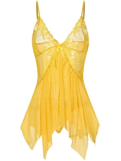 Clearance Retro Stage 1970s Spaghetti Strap Lace Sheer Sleepwear